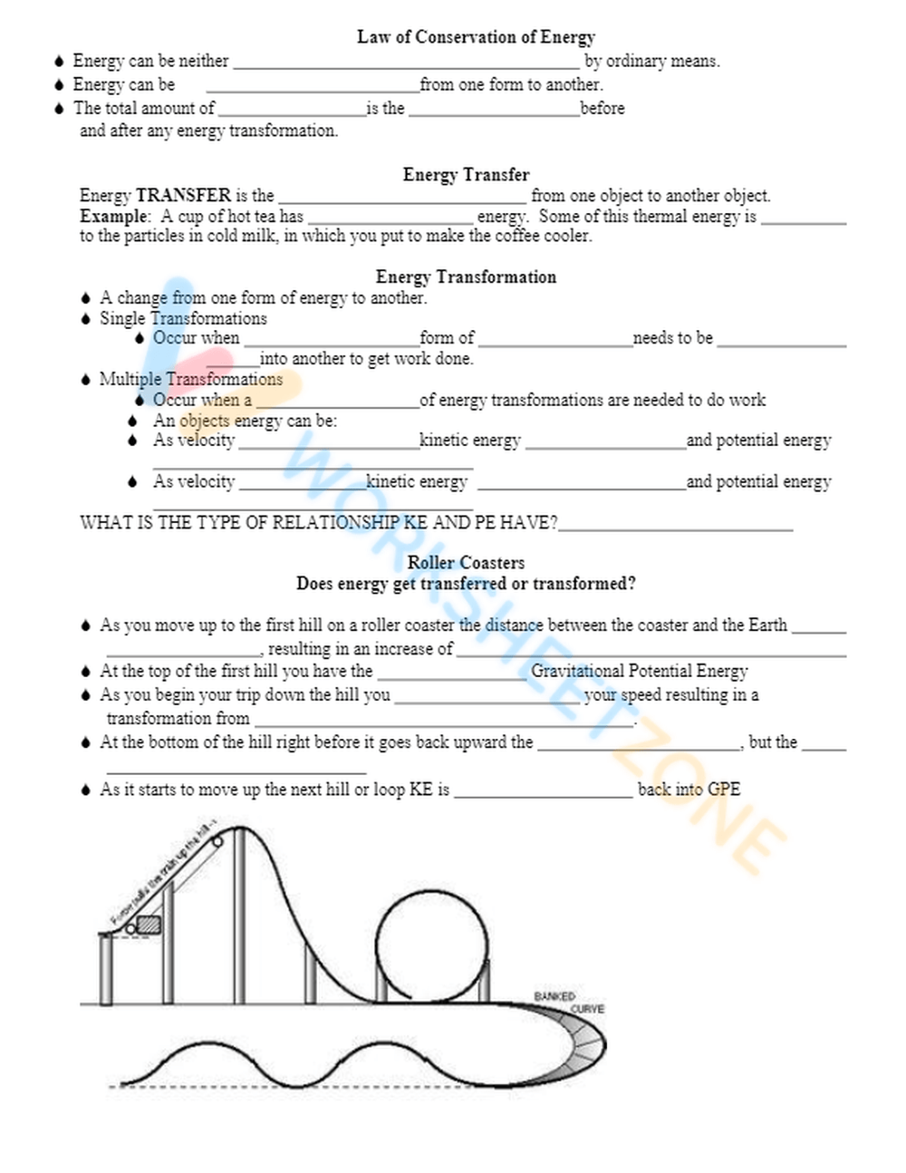 kinetic and potential energy worksheet pdf