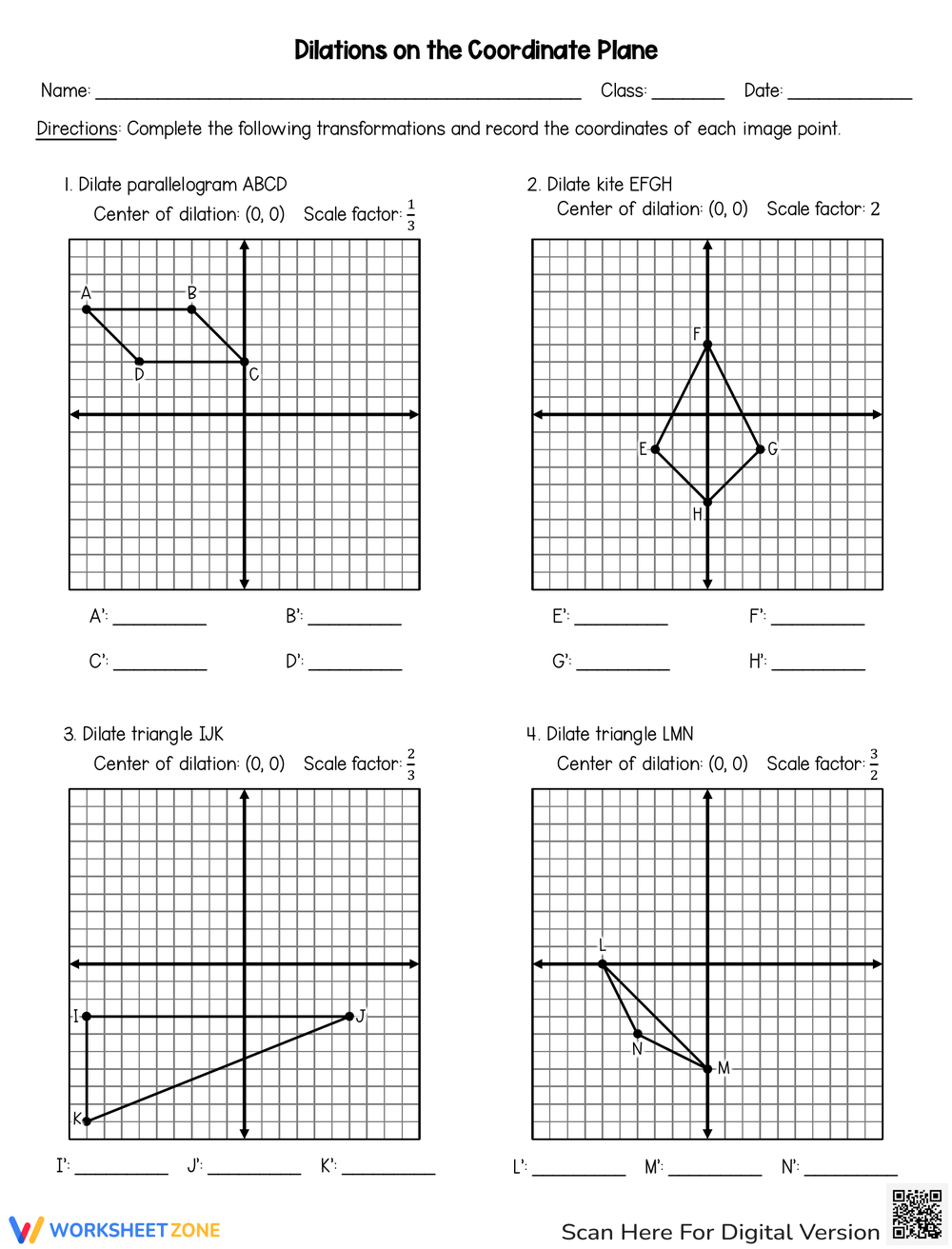 Printable 9th Grade Dilations Worksheets Download