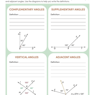 Printable Angle Relationships Worksheets