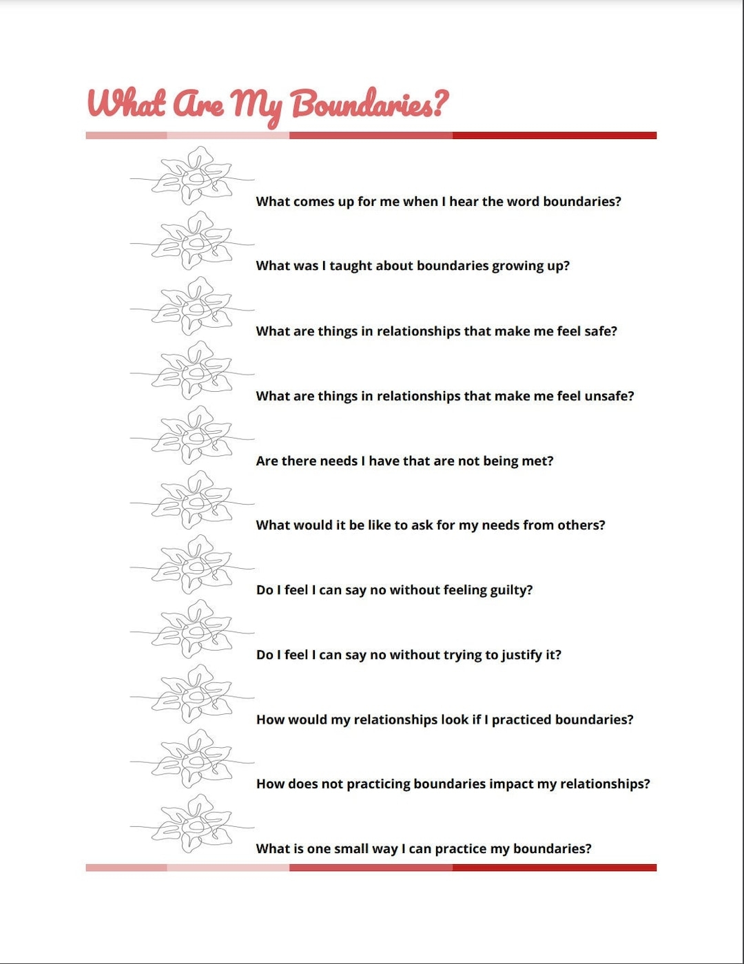 Printable Boundary Exploration Therapist Boundaries Client Boundaries Therapy Worksheets Ready To Print Etsy