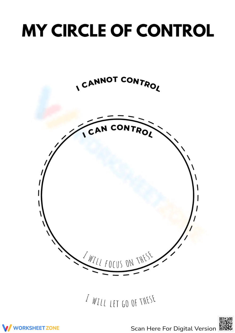 Printable Circle Of Control Worksheets