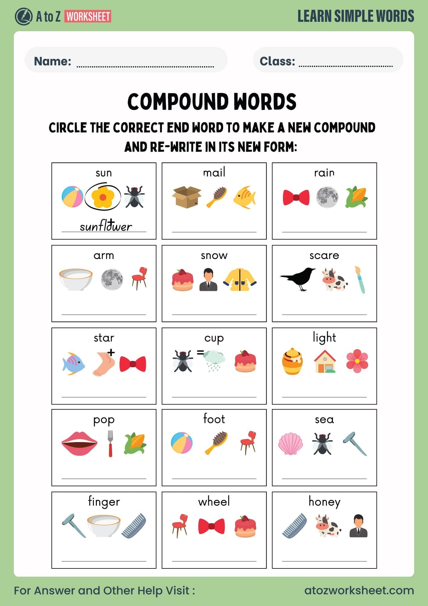 Printable Compound Words Worksheets For Kids Free PDF A To Z Worksheet