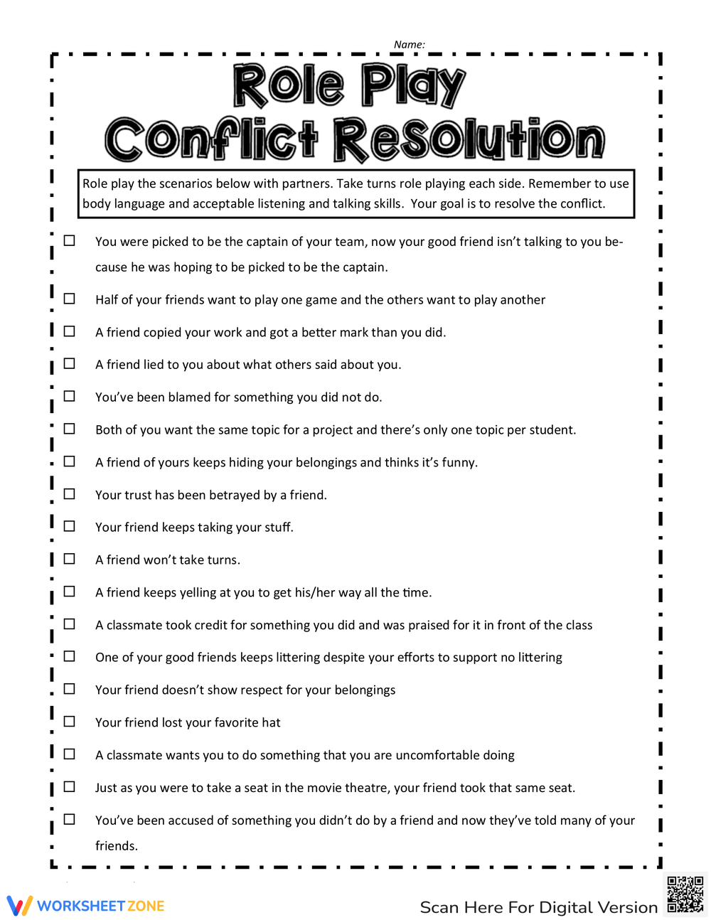 Printable Conflict Resolution Worksheets Printable Conflict Resolution Worksheets