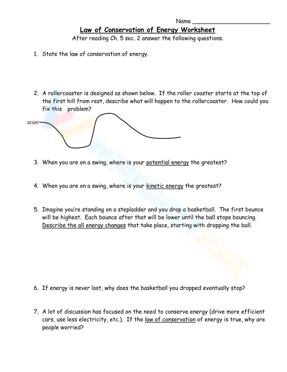 Printable Conservation Of Energy Worksheets Download Printable Conservation Of Energy Worksheets Download
