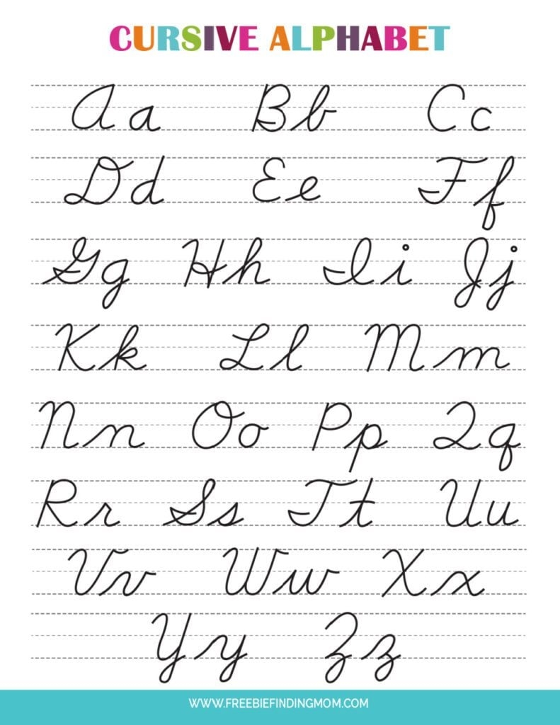 cursive alphabet chart printable