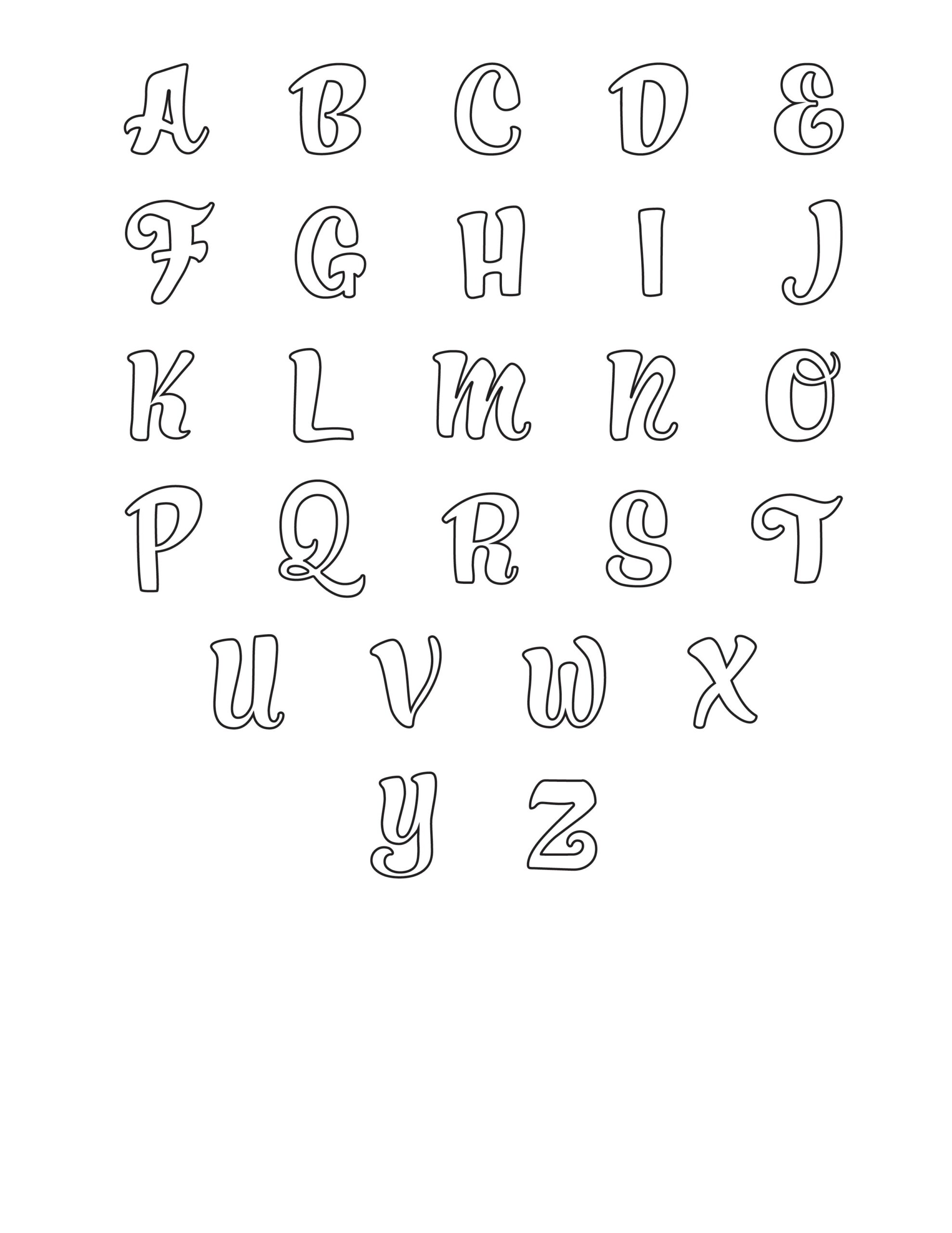 Printable Cursive Bubble Letters Alphabet