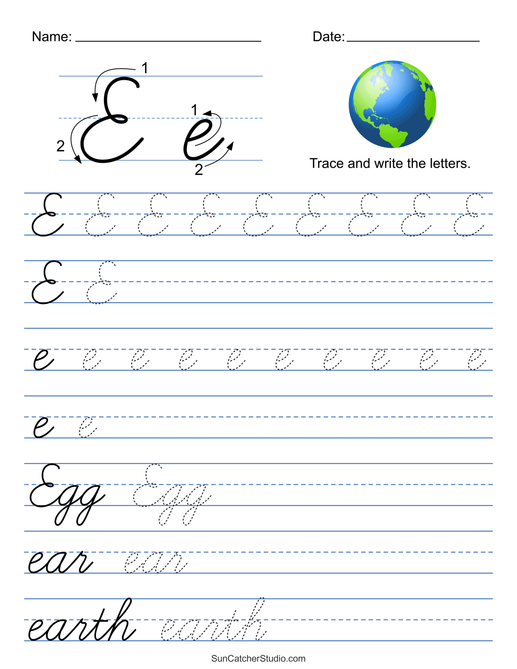 free printable cursive writing worksheets