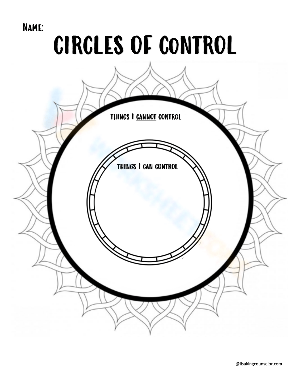circle of control worksheet pdf