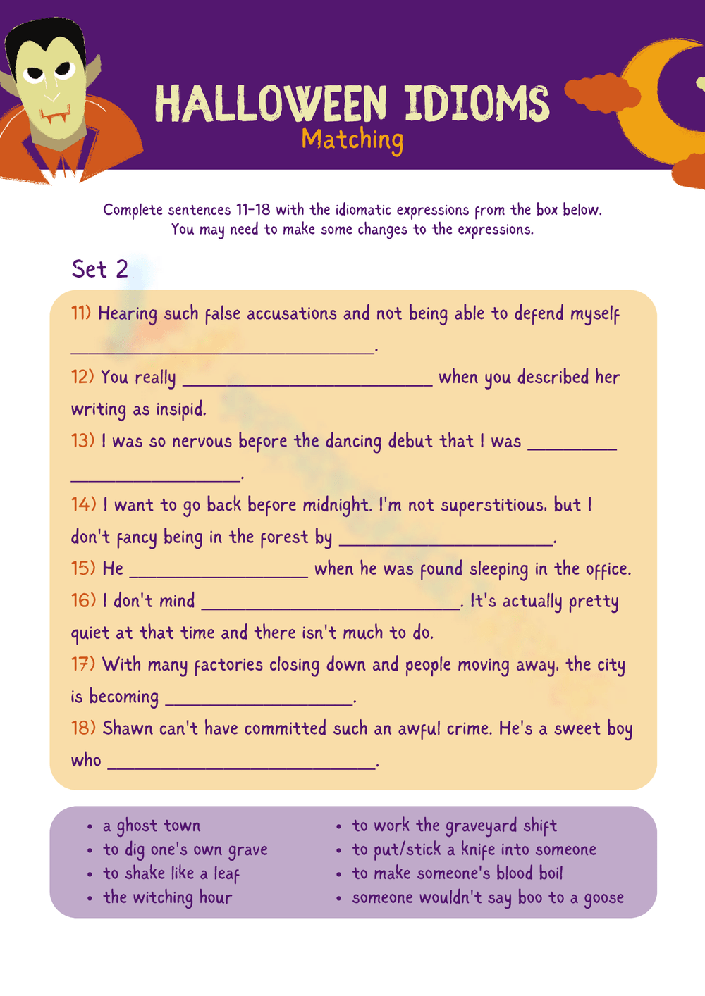 Printable Halloween Idioms Worksheets Worksheets Printable Halloween Idioms Worksheets Worksheets