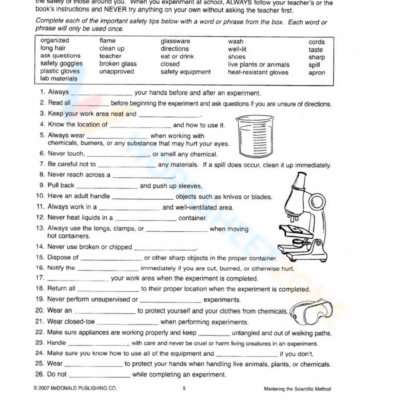 Printable Lab Safety Worksheets Download