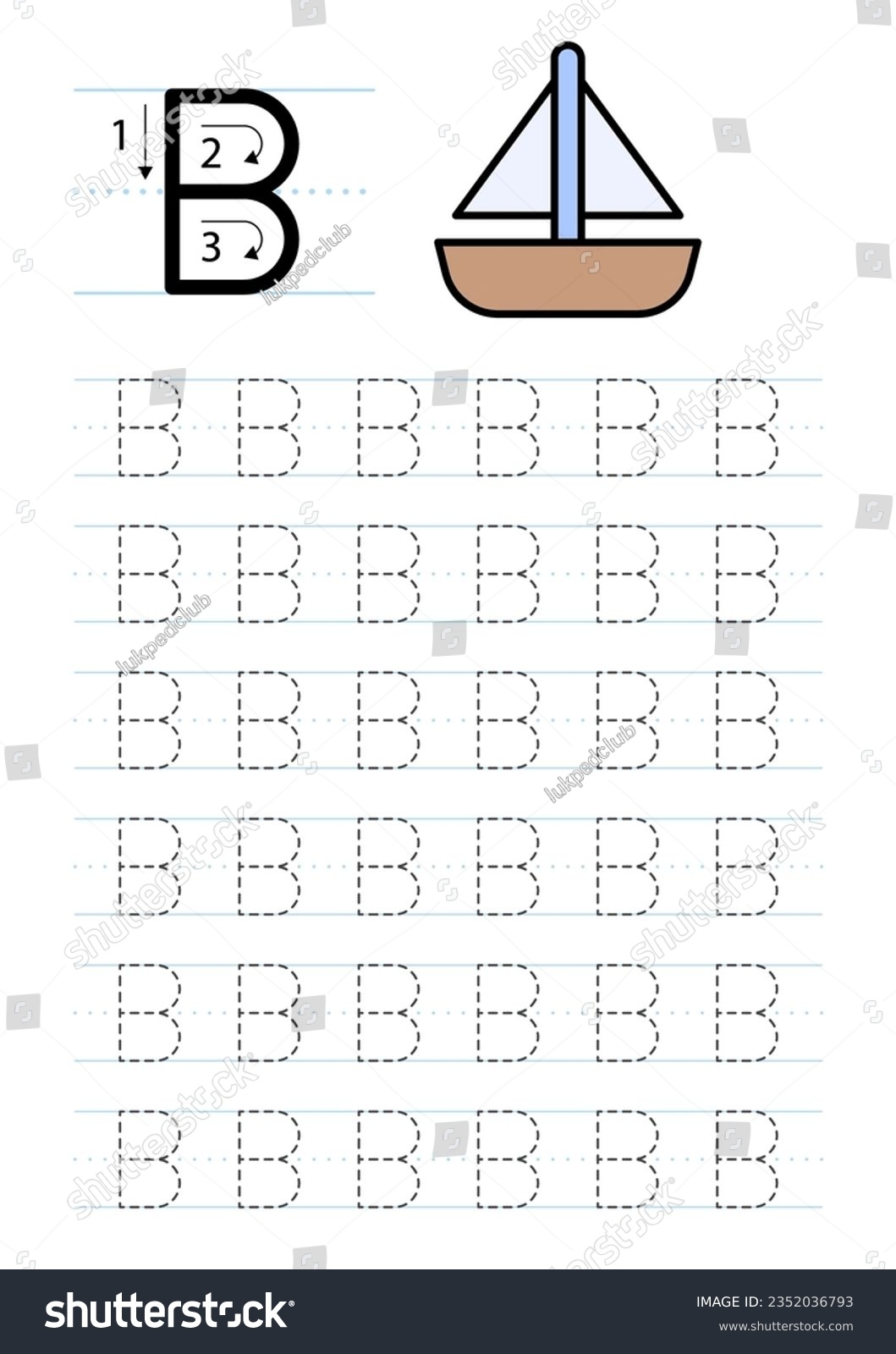 Printable Letter B Alphabet Tracing Worksheet Stock Vector Royalty Free 2352036793 Shutterstock Printable Letter B Alphabet Tracing Worksheet Stock Vector Royalty Free 2352036793 Shutterstock