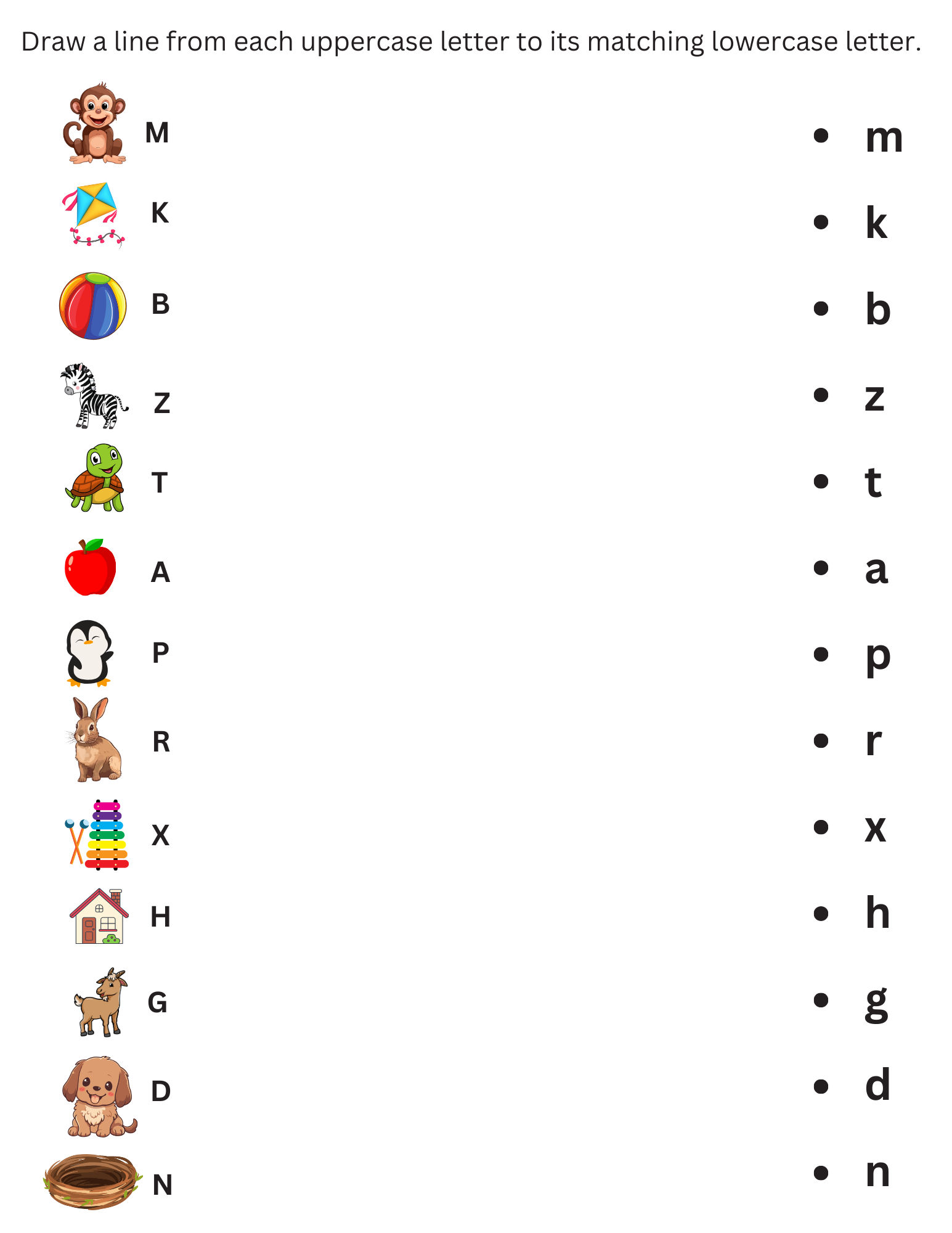 Printable Match Uppercase And Lowercase Letters Kindergarten Worksheets Made By Teachers
