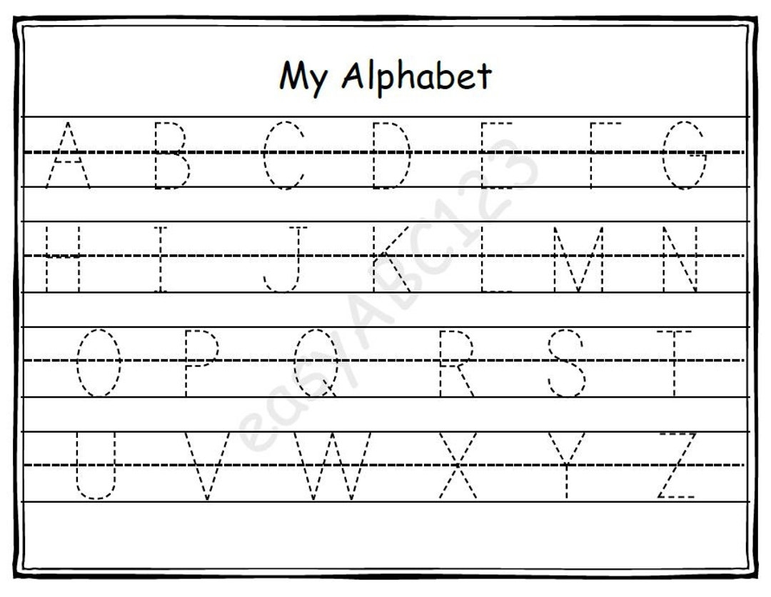 Printable My Alphabet Letters Tracing Pages Includes Bonus Practice Page Etsy