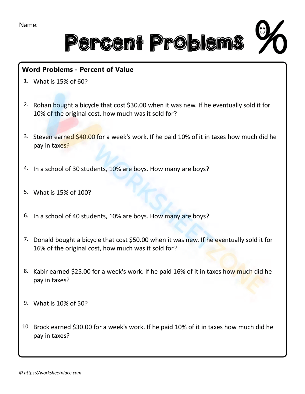 Printable Percents Worksheets Printable Percents Worksheets