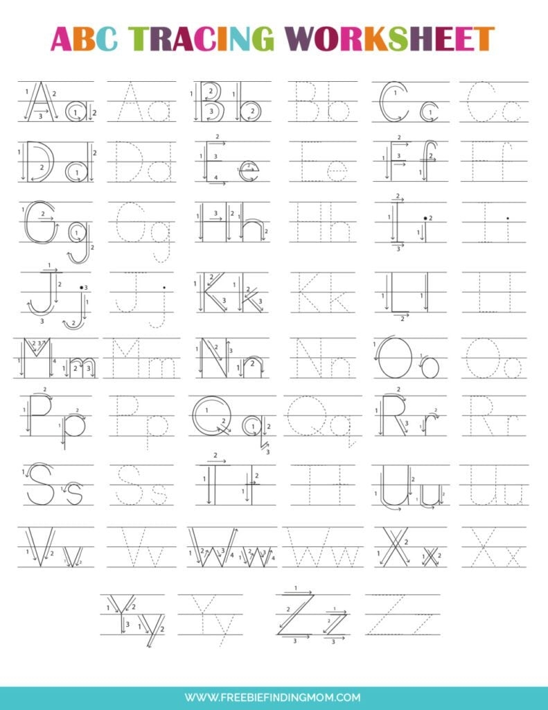letter tracing sheet