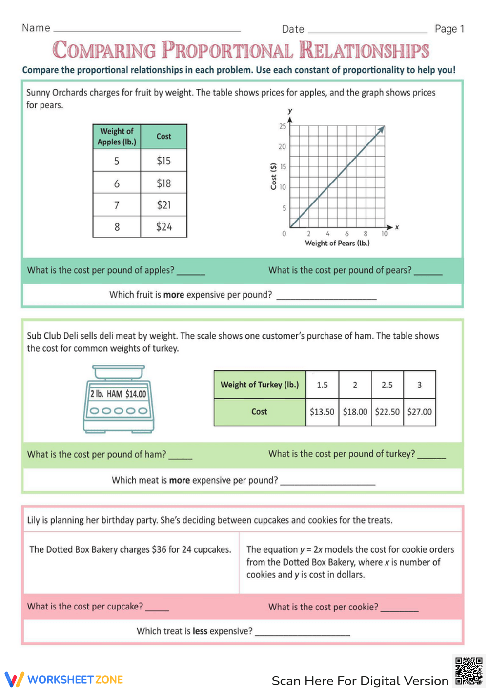 Printable Proportional Relationships Worksheets Printable Proportional Relationships Worksheets