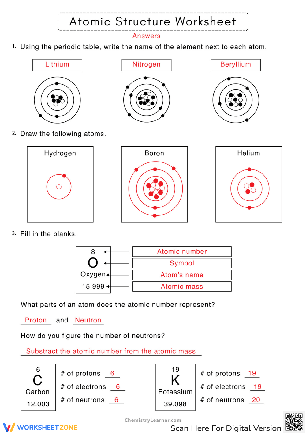 answer key for atomic structure worksheet
