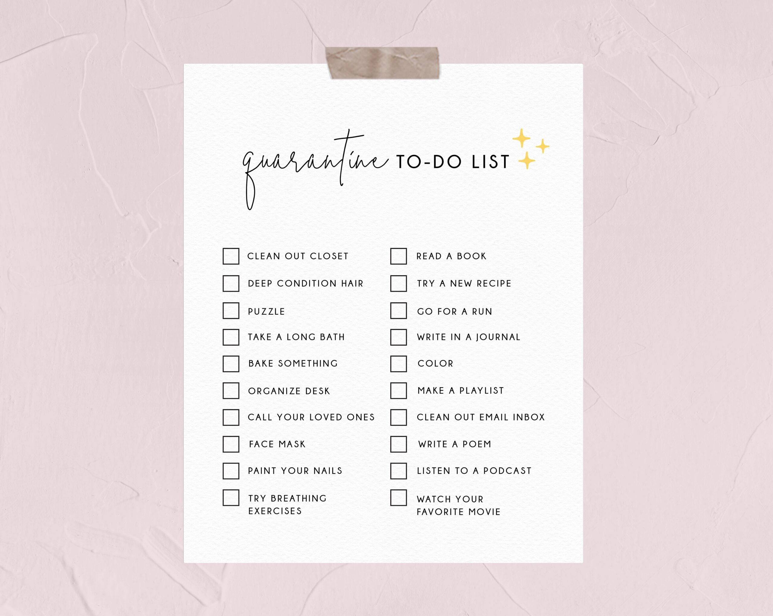Printable Quarantine To Do List Quarantine To do List Check Off List Home Decor Things To Do At Home Etsy