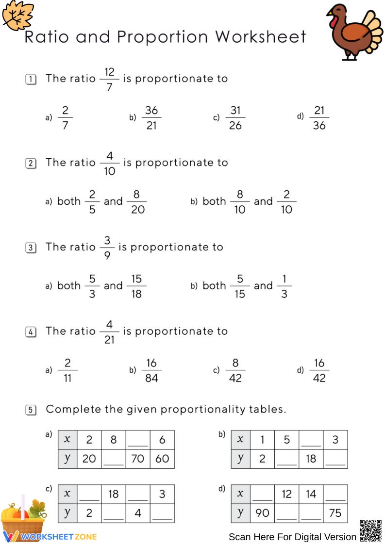 Printable Ratios And Proportions Worksheets