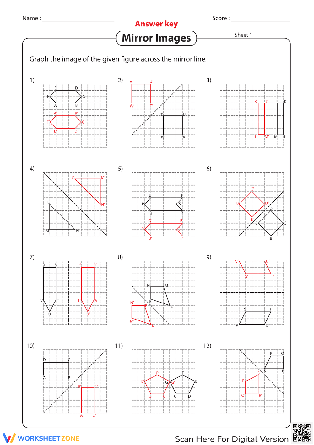 Printable Reflections Worksheets Printable Reflections Worksheets