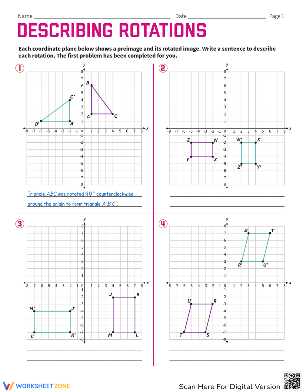 Printable Rotations Worksheets