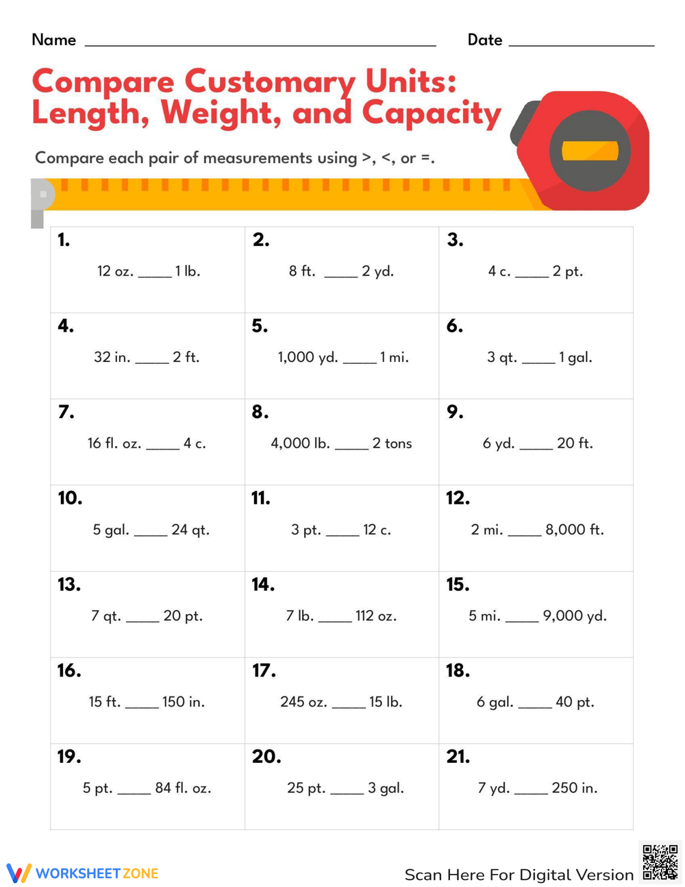 Printable Scale And Conversions Worksheets