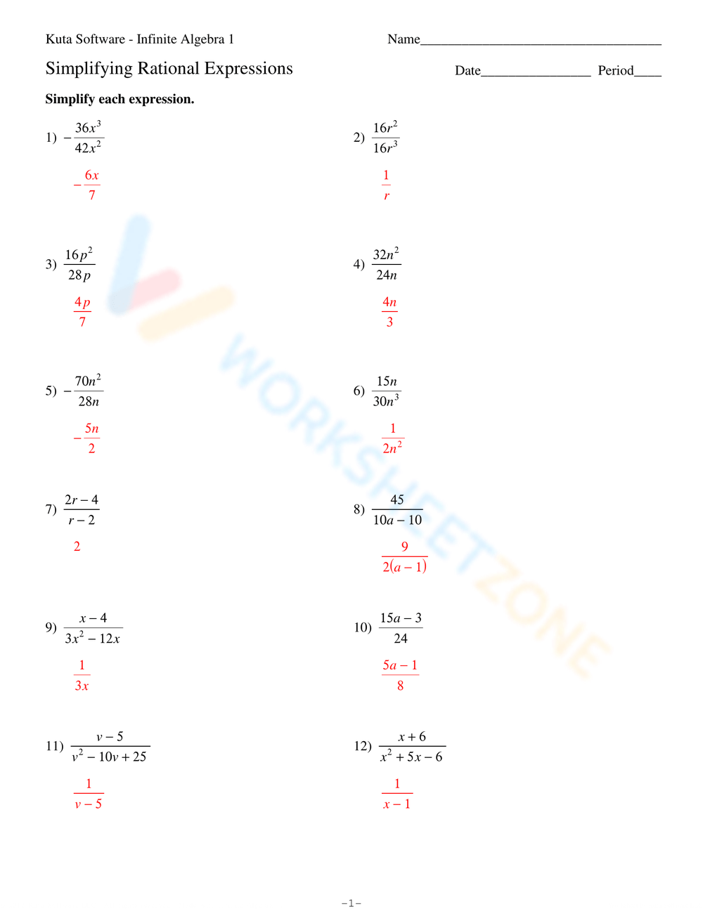 rational expression worksheet 3 simplifying answers