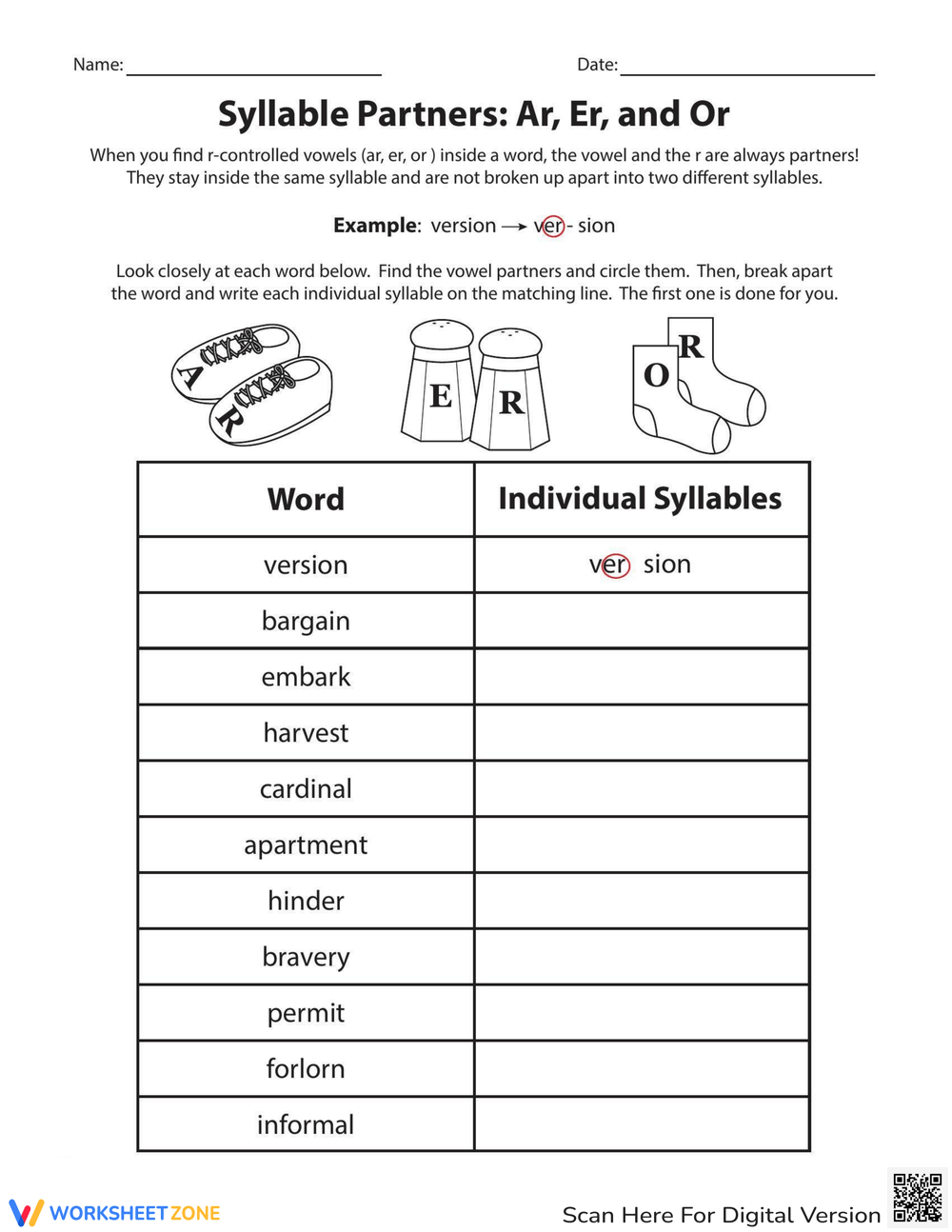 Printable Syllable Worksheets