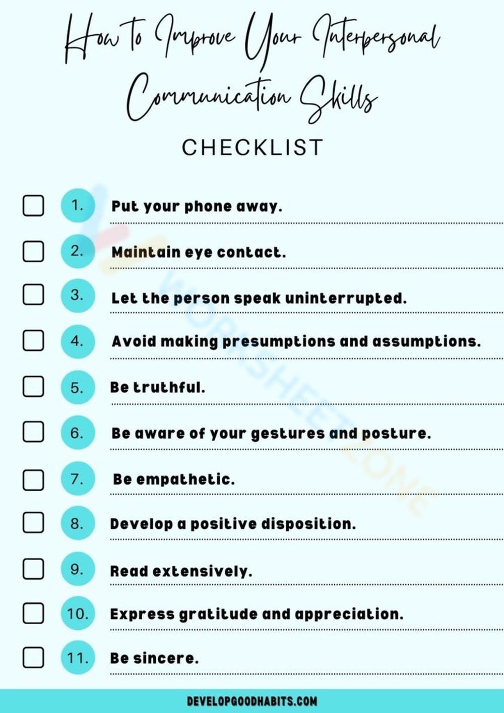 Printable Teaching Communication Skills Worksheets