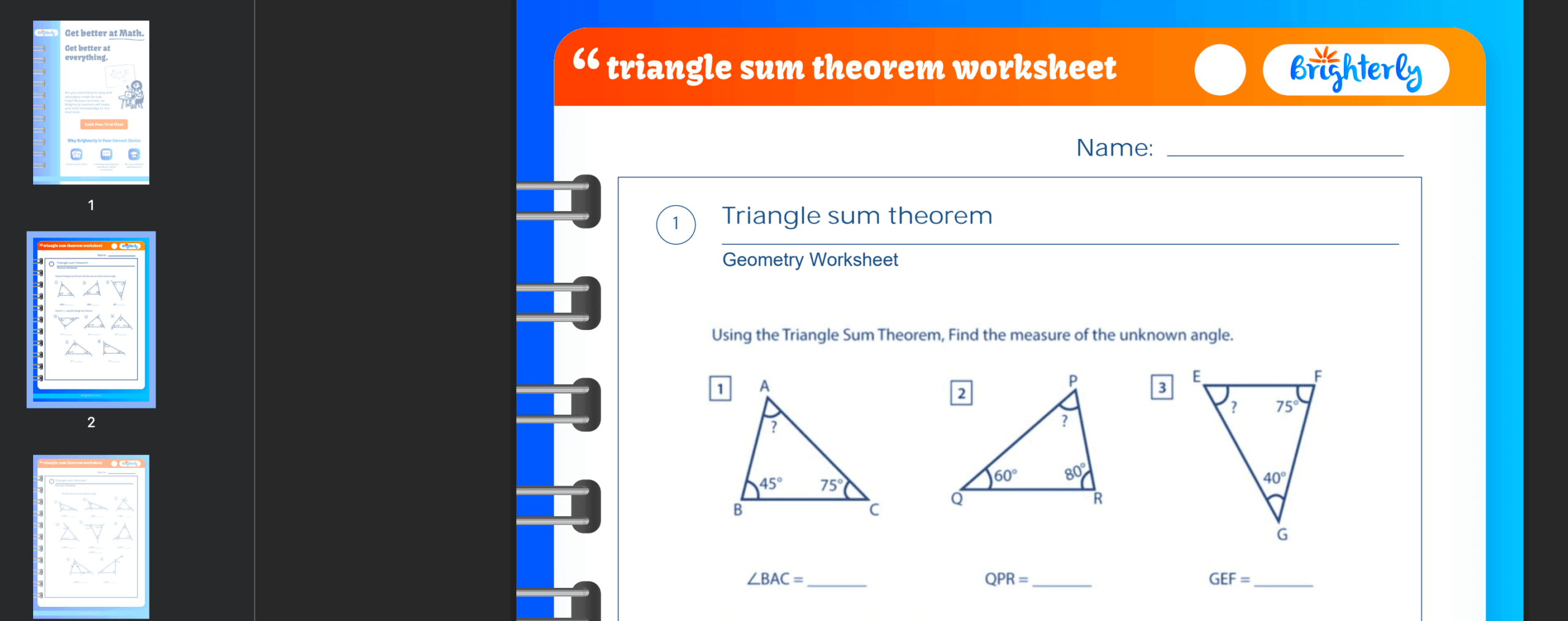 Printable Triangle Sum Theorem Worksheets PDFs Brighterly