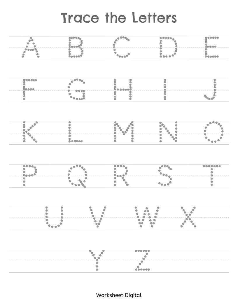 Printable Worksheets Trace The Letters Uppercase A Z Preschool Kindergarten Homeschool Etsy Israel