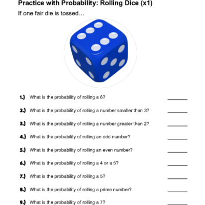 Probability Worksheet Rolling Dice Answer Key Studocu
