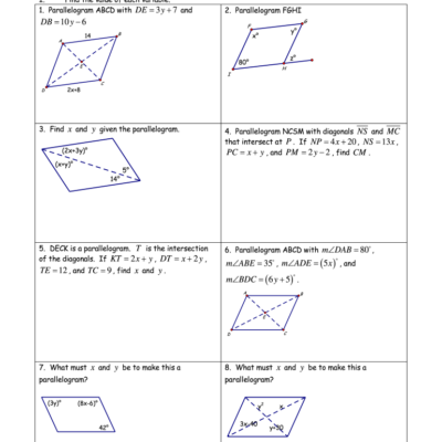 Properties Of Parallelograms Worksheet Fill Out Sign Online DocHub