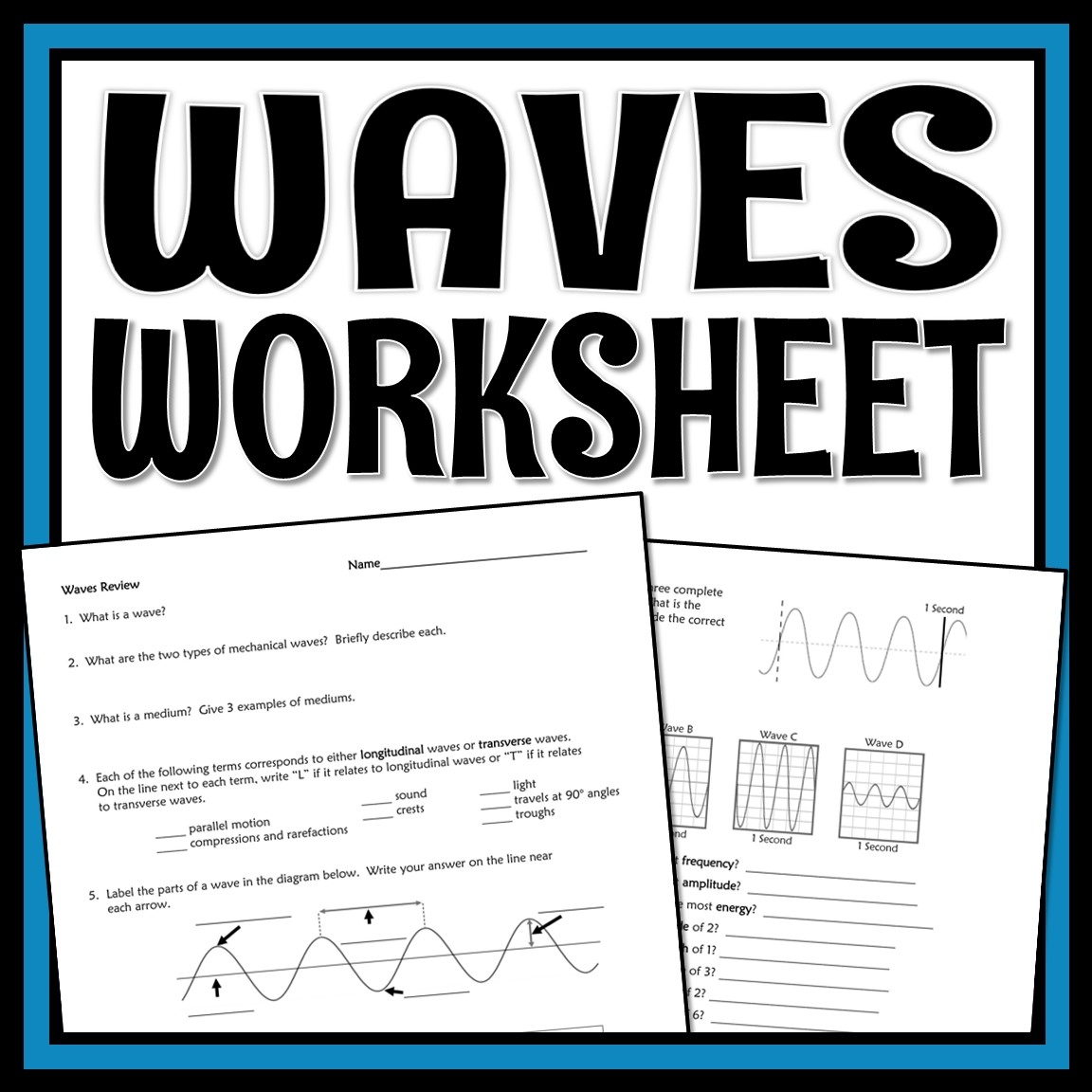 Properties Of Waves Worksheet Flying Colors Science