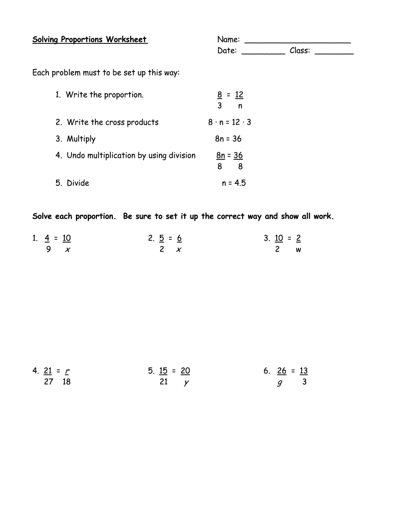 Proportion Worksheet Pdf Fill Out Sign Online DocHub