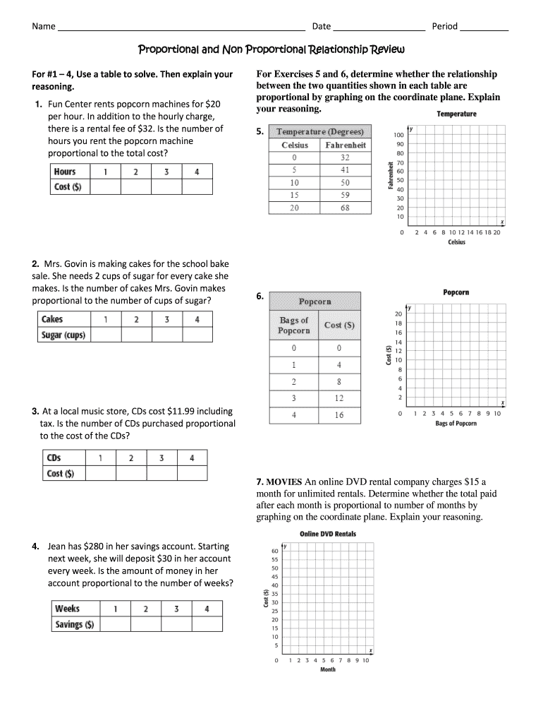 Proportional Vs Non Proportional Worksheet Pdf Fill Out Sign Worksheets Library