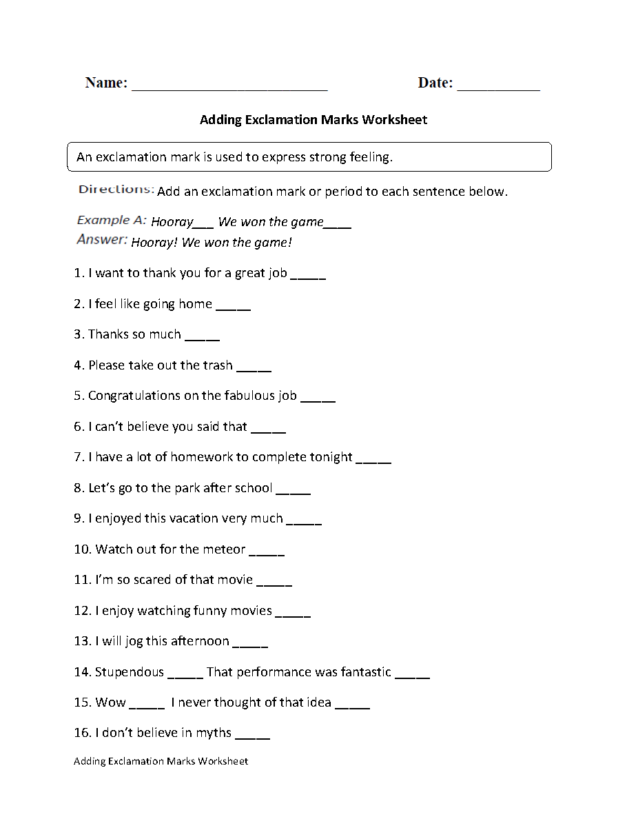 Punctuation Worksheets Free Printable Practice For Grades K 12