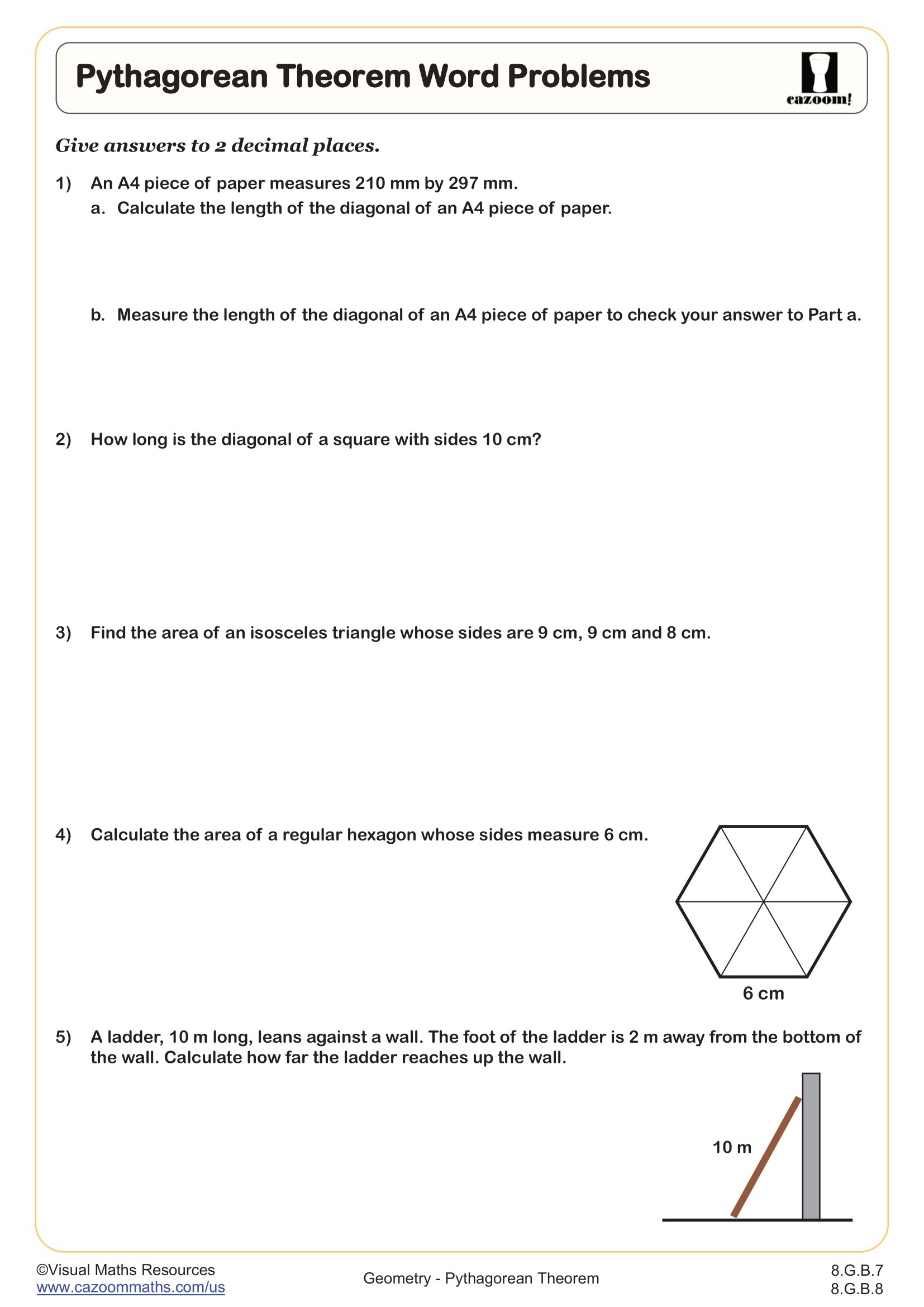 Pythagorean Theorem Word Problems Worksheet PDF Printable Geometry Worksheet Cazoom Math Pythagorean Theorem Word Problems Worksheet PDF Printable Geometry Worksheet Cazoom Math