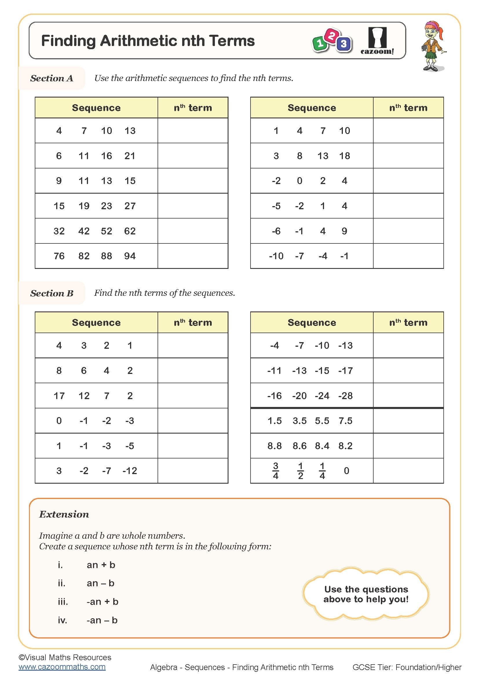 Quadratic Sequences Worksheets Printable Geometric And Linear Worksheet Sequences PDF And Free Samples Downloads Cazoom Maths