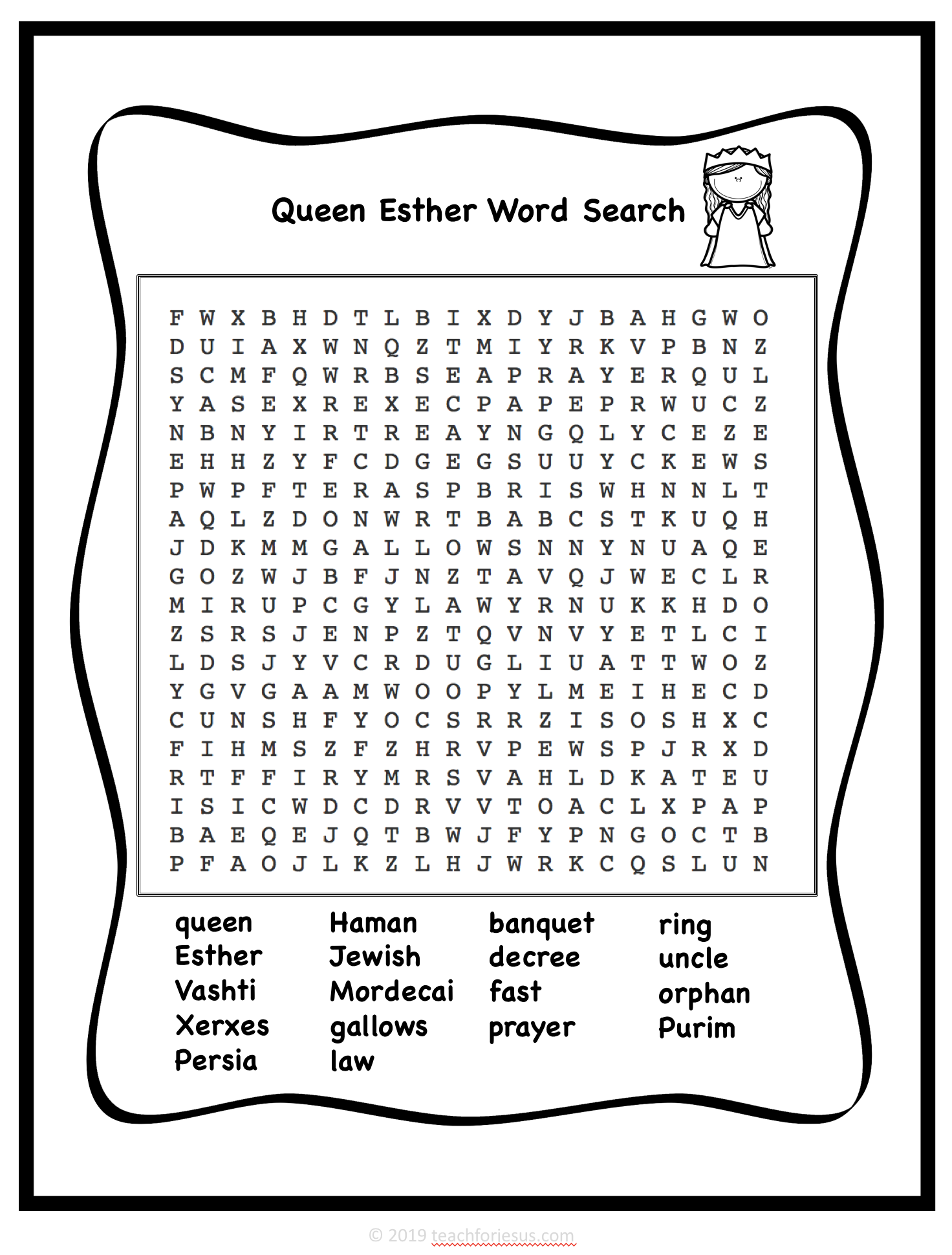 Queen Esther Word Search Freebie Amped Up Learning Queen Esther Word Search Freebie Amped Up Learning