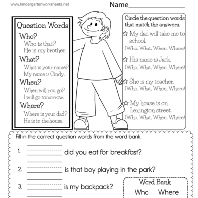 Question Words Worksheet Free Printable Digital PDF