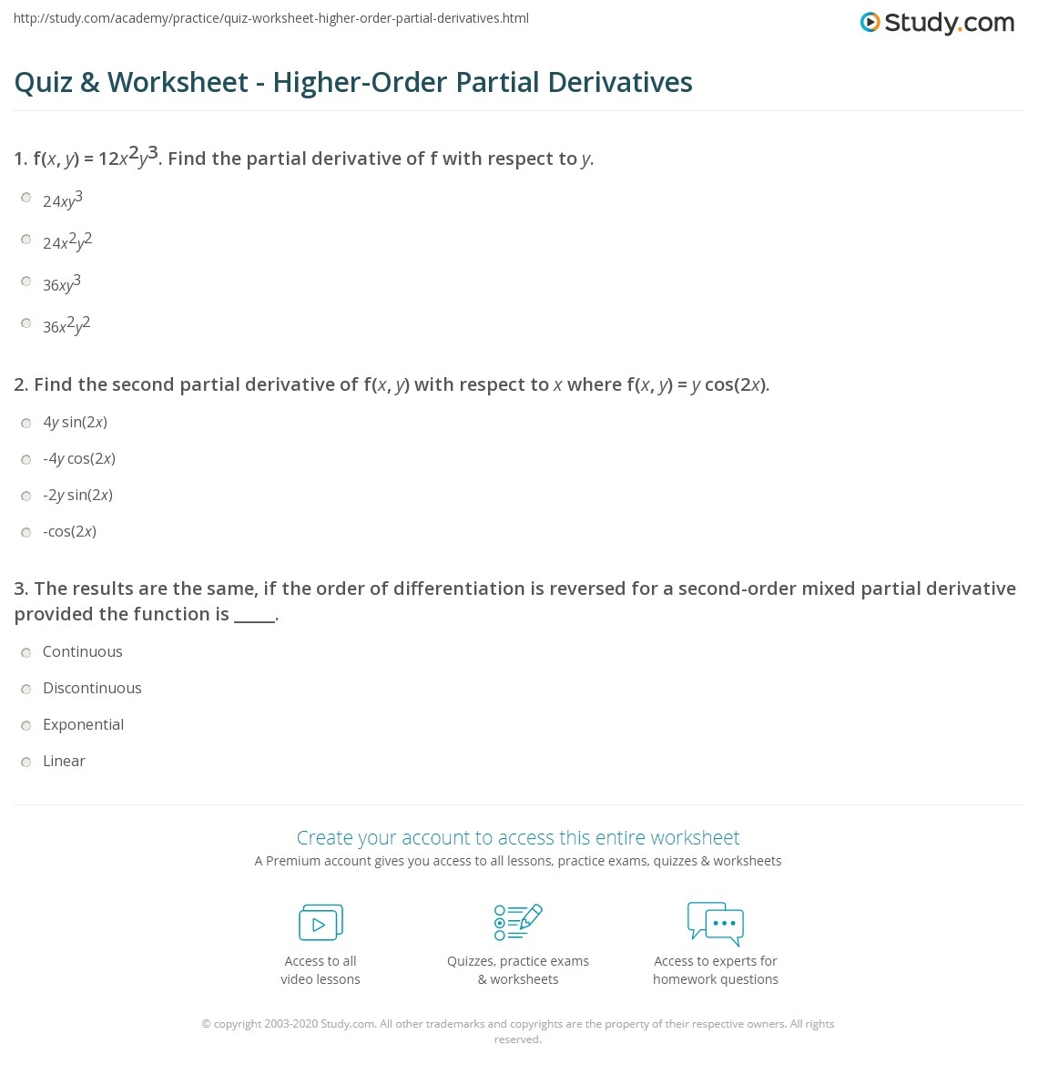 partial derivatives worksheet with answers partial derivatives worksheet with answers