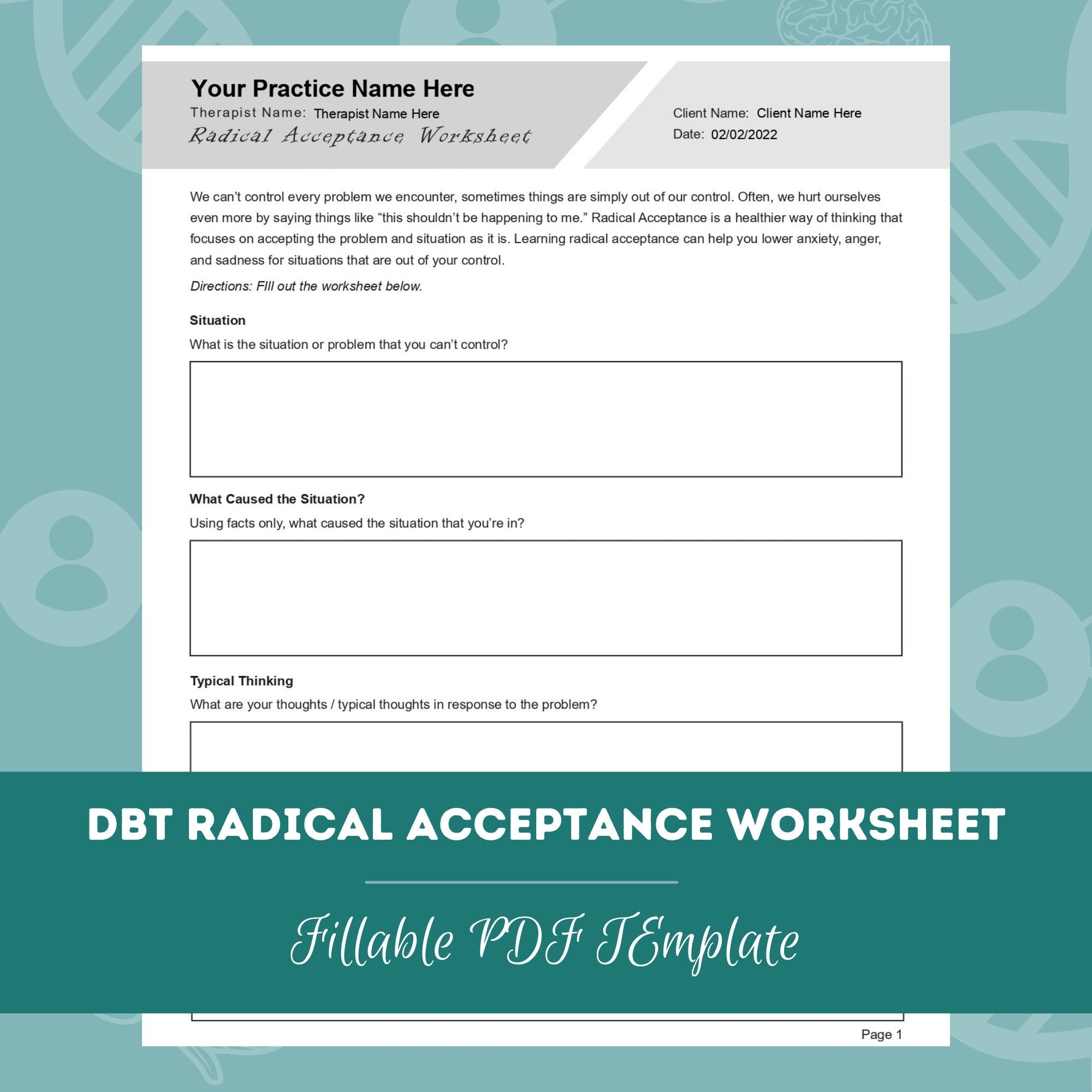 Radical Acceptance Worksheets Embrace Change With Powerful Self Reflection