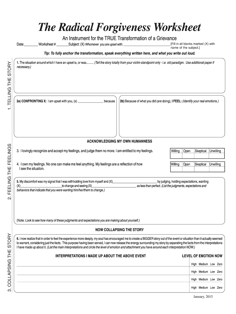 Radical Forgiveness Worksheet Fill Online Printable Fillable Blank PdfFiller