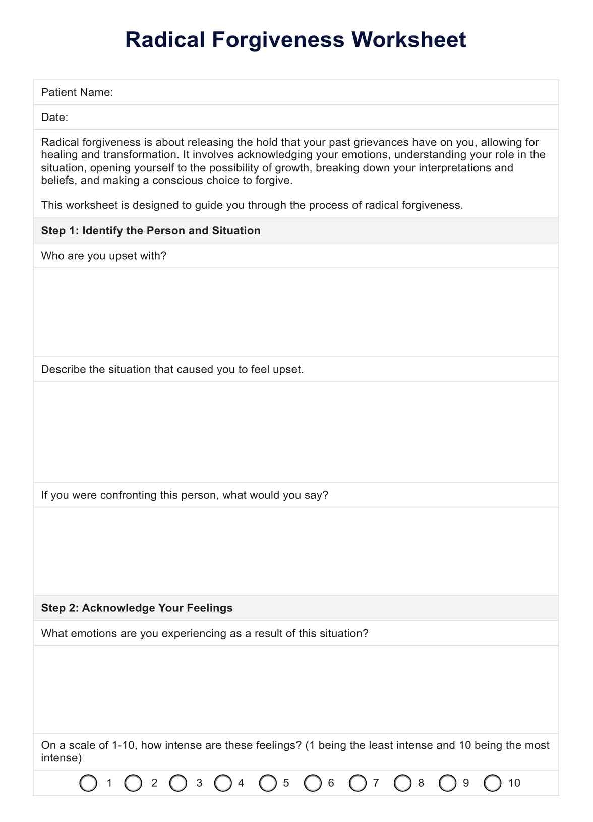 self forgiveness worksheet pdf