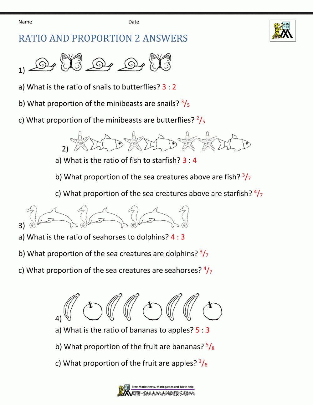 Ratio And Proportion Worksheet