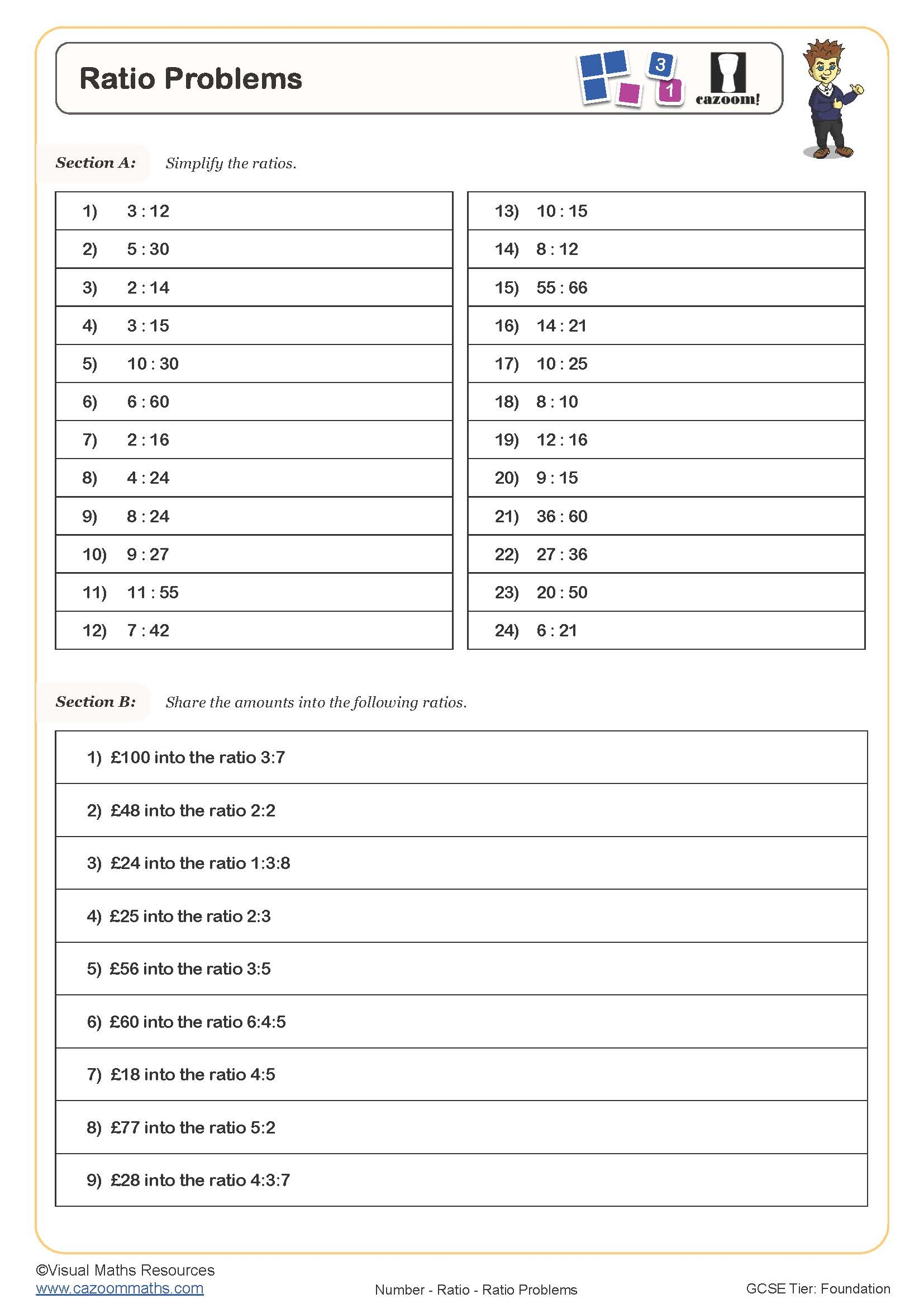 Ratio Problems Worksheet Printable PDF Worksheets Ratio Problems Worksheet Printable PDF Worksheets
