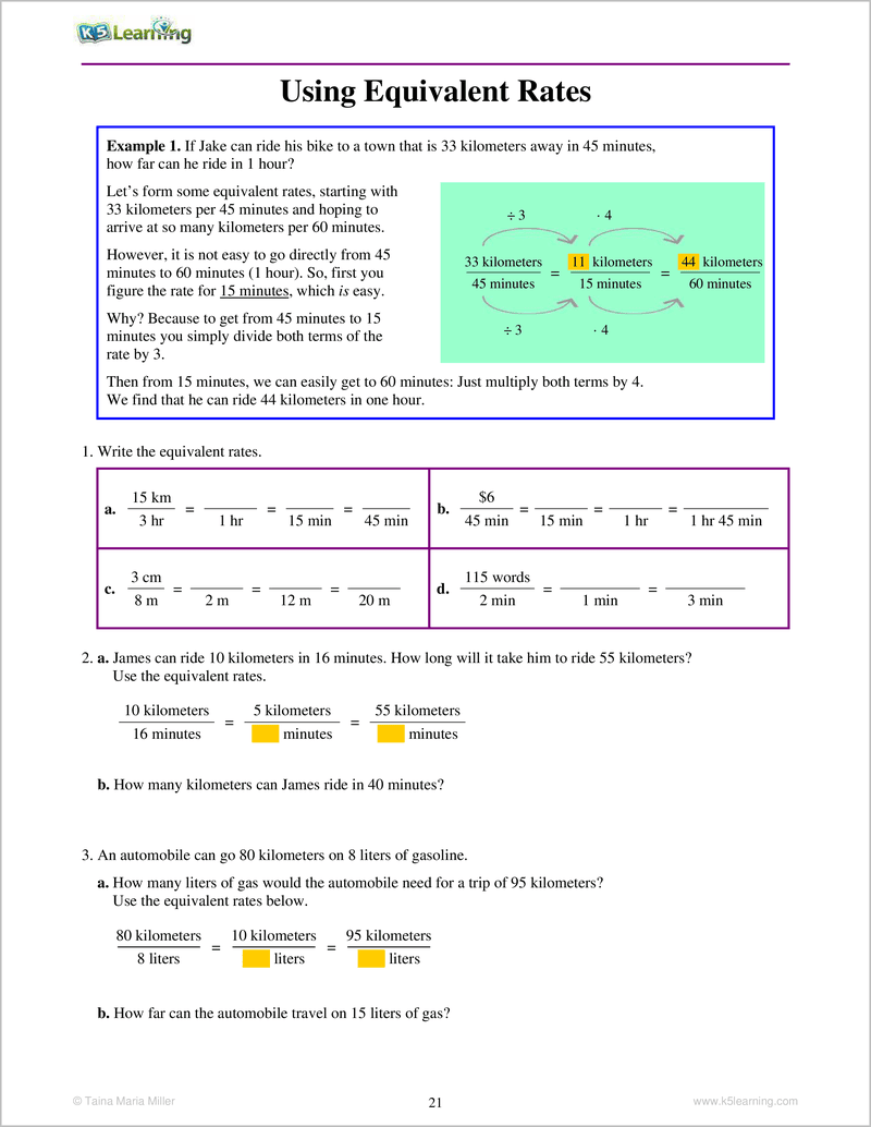 ratios and proportions worksheet answers