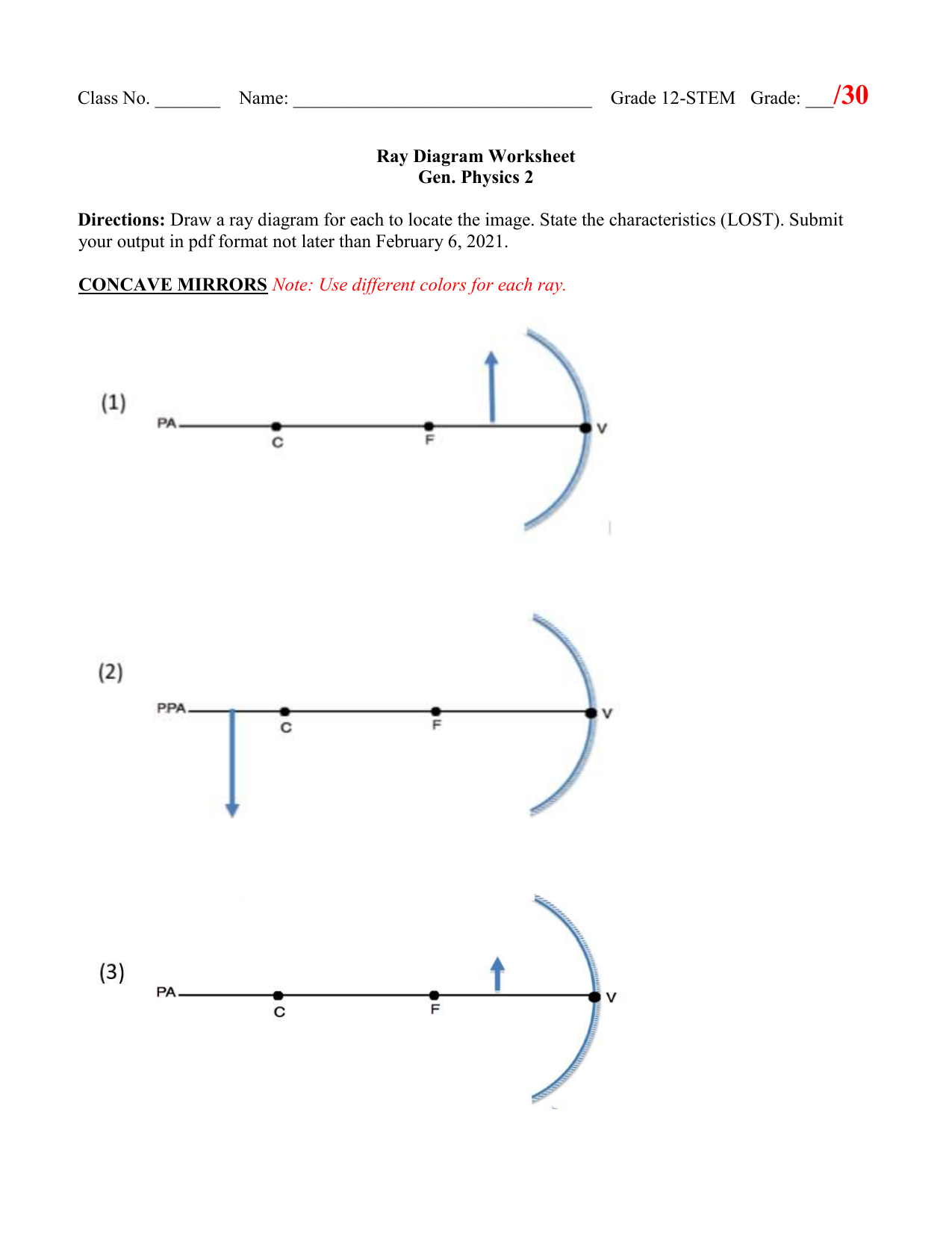 Ray Diagram Worksheet Concave Convex Mirrors Ray Diagram Worksheet Concave Convex Mirrors