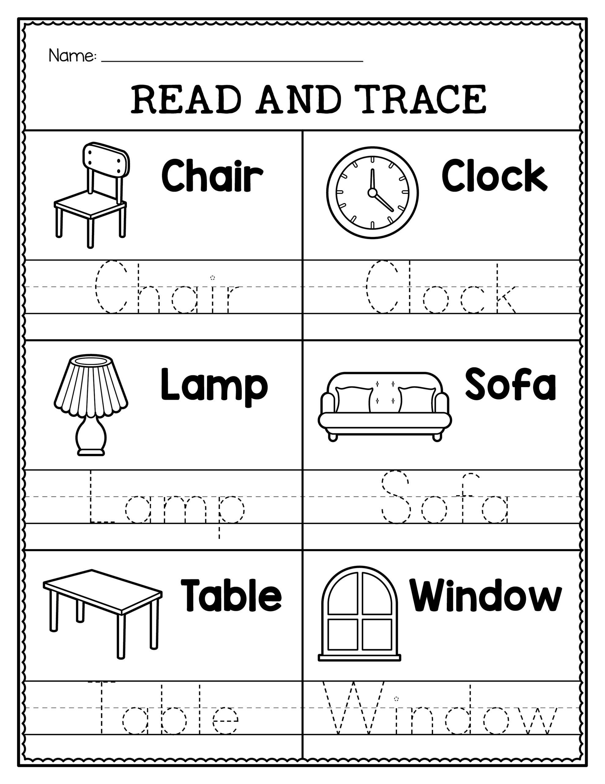 traceable words worksheets